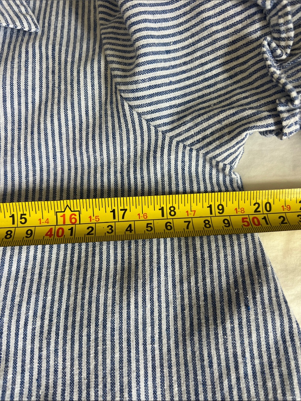 Womens Blue Striped Button-Front Ruffle Hem Dress - Picture 6 of 9